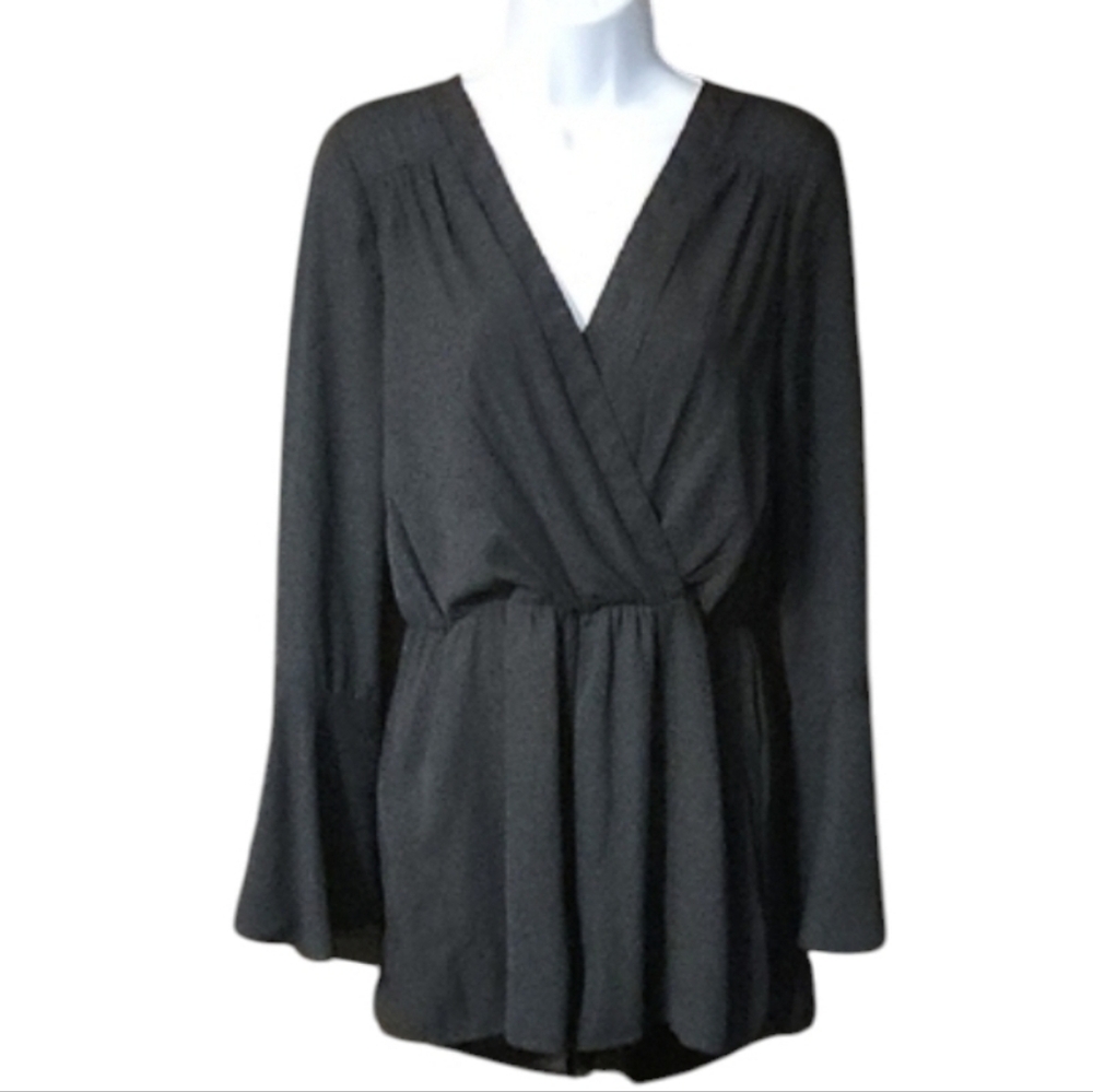 Gianni Bini Black Wrap Blouse